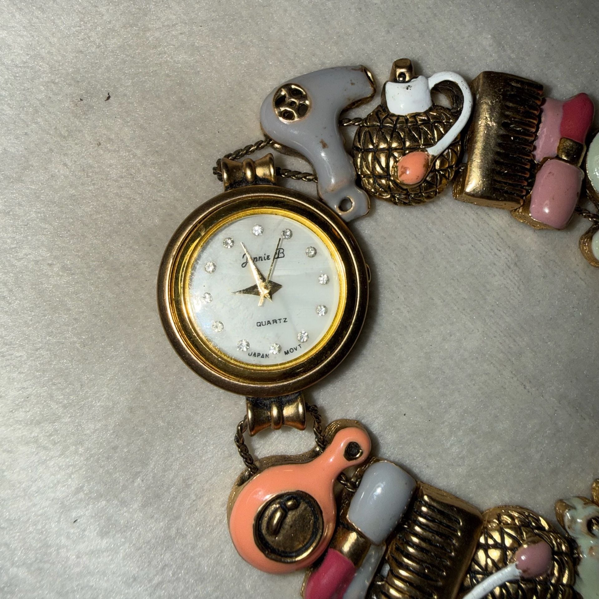 Jennie B Makeover Charm Bracelet Watch with Hairdressing and Beauty Motif 3
