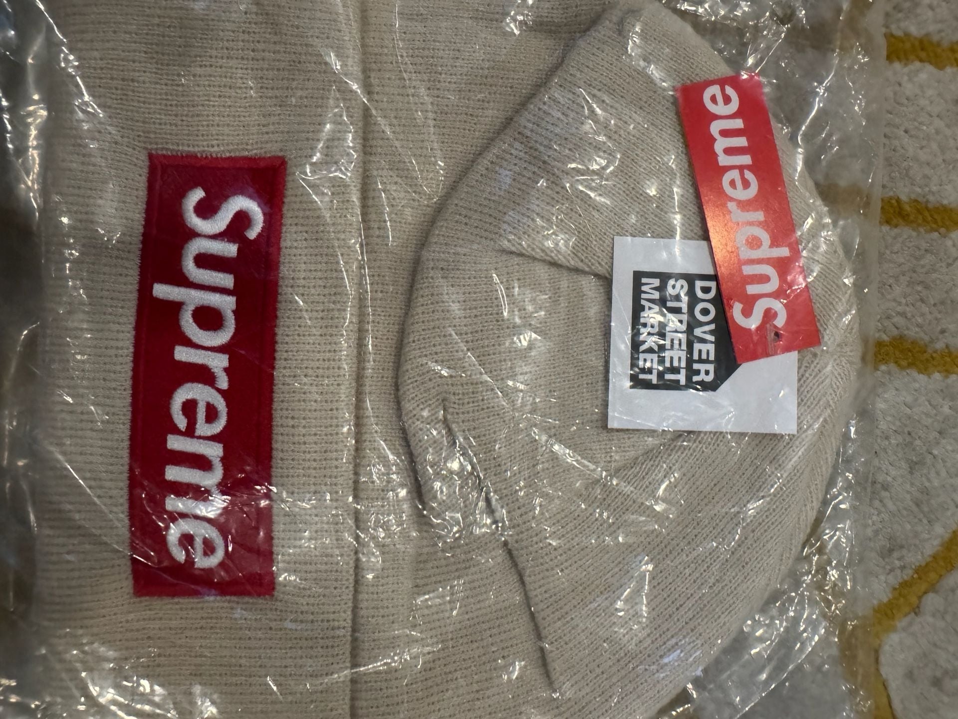 Supreme x New Era Box Logo Beanie Stone FW24 2
