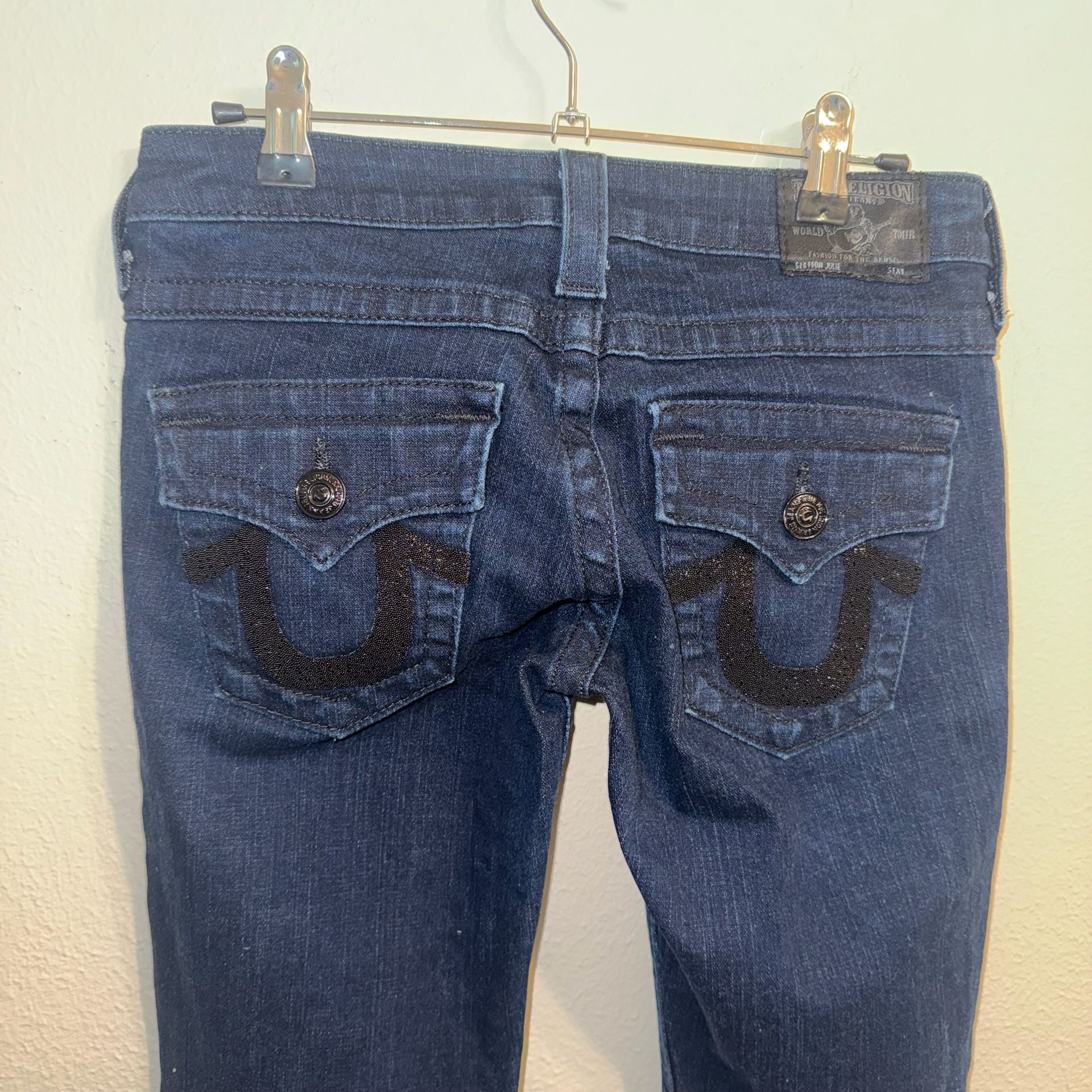 True Religion Low Rise Bootcut Jeans with Sequined Logo Size 27 2