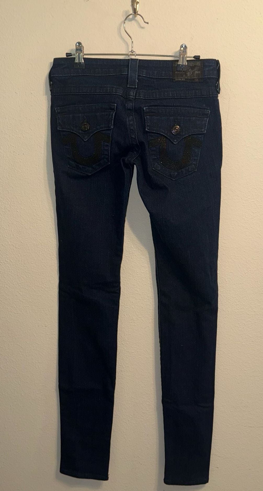True Religion Low Rise Bootcut Jeans with Sequined Logo Size 27 6