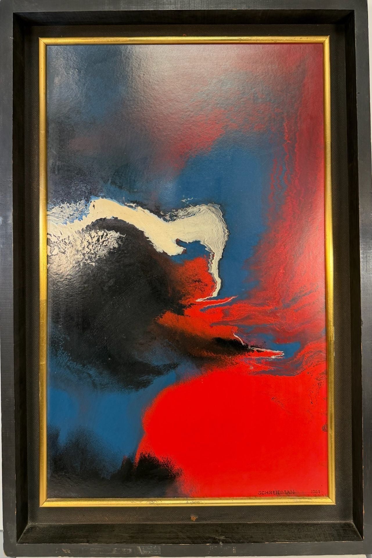 Vintage 1964 Abstract Expressionist Painting by Schreibman 1