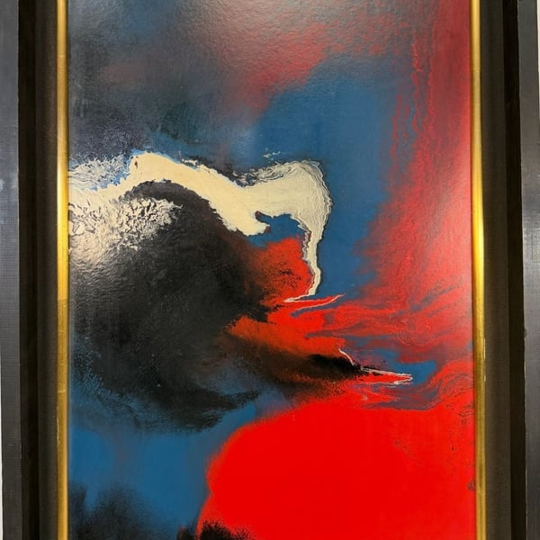 Vintage 1964 Abstract Expressionist Painting by Schreibman