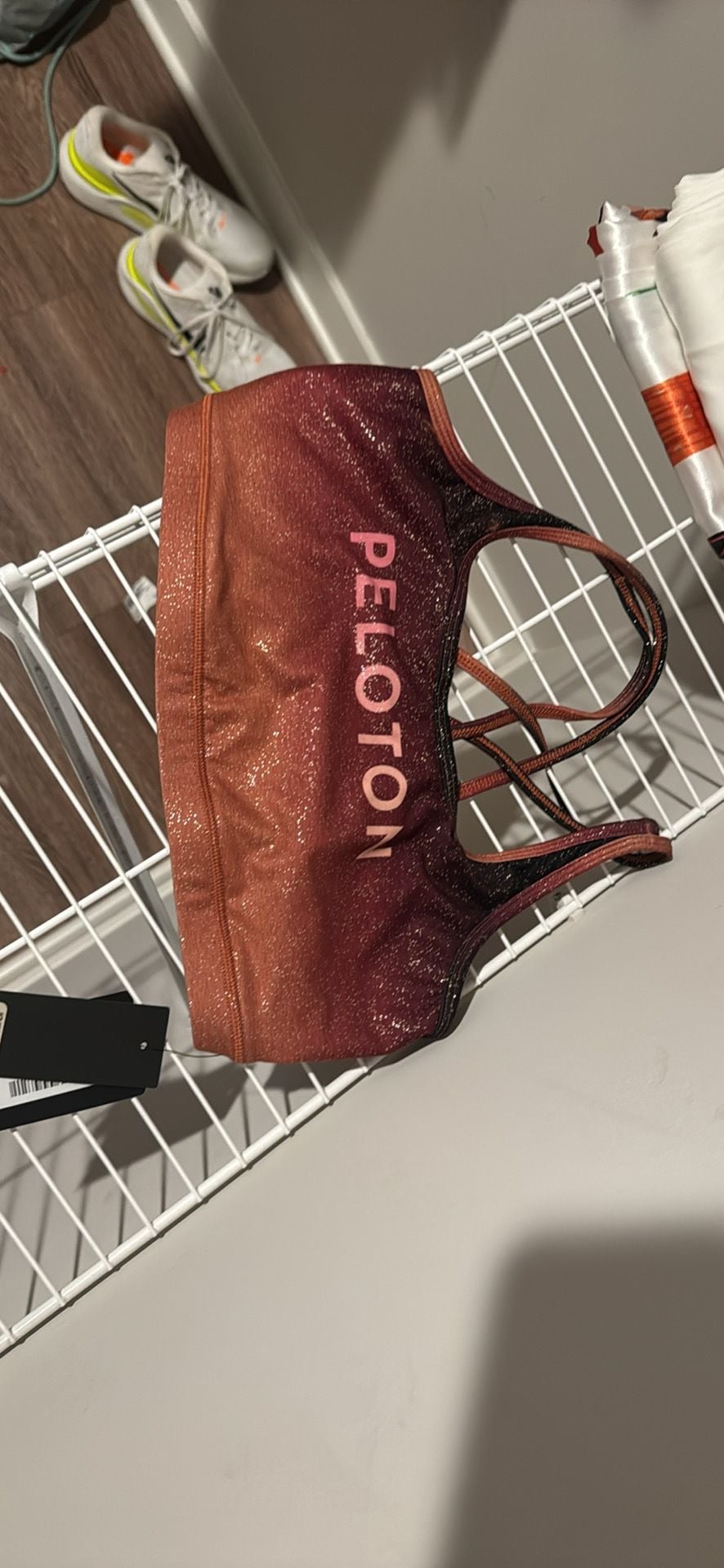 Peloton x WITH Sunrise Fade Strappy Sports Bra in Burnt Orange Ombre 1