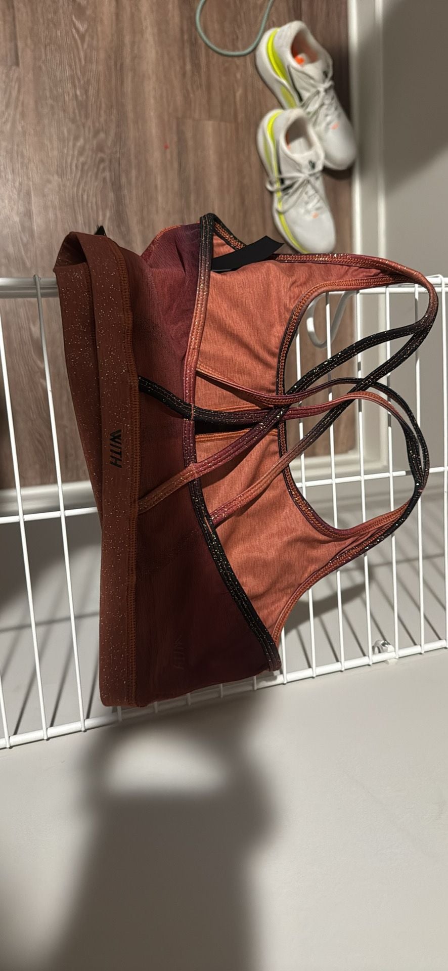 Peloton x WITH Sunrise Fade Strappy Sports Bra in Burnt Orange Ombre 2