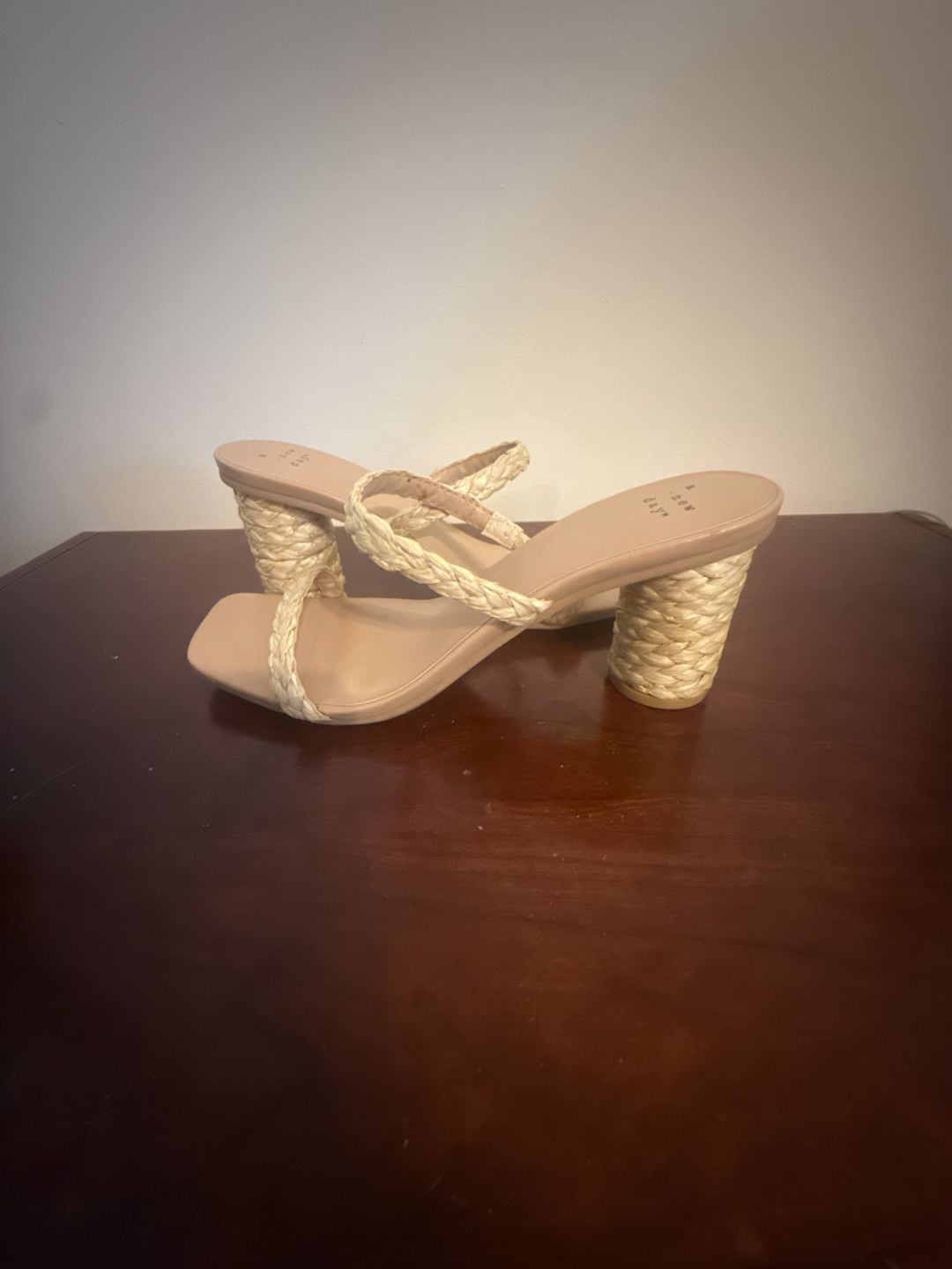 A New Day Braided Raffia Square Toe Heeled Sandals 1