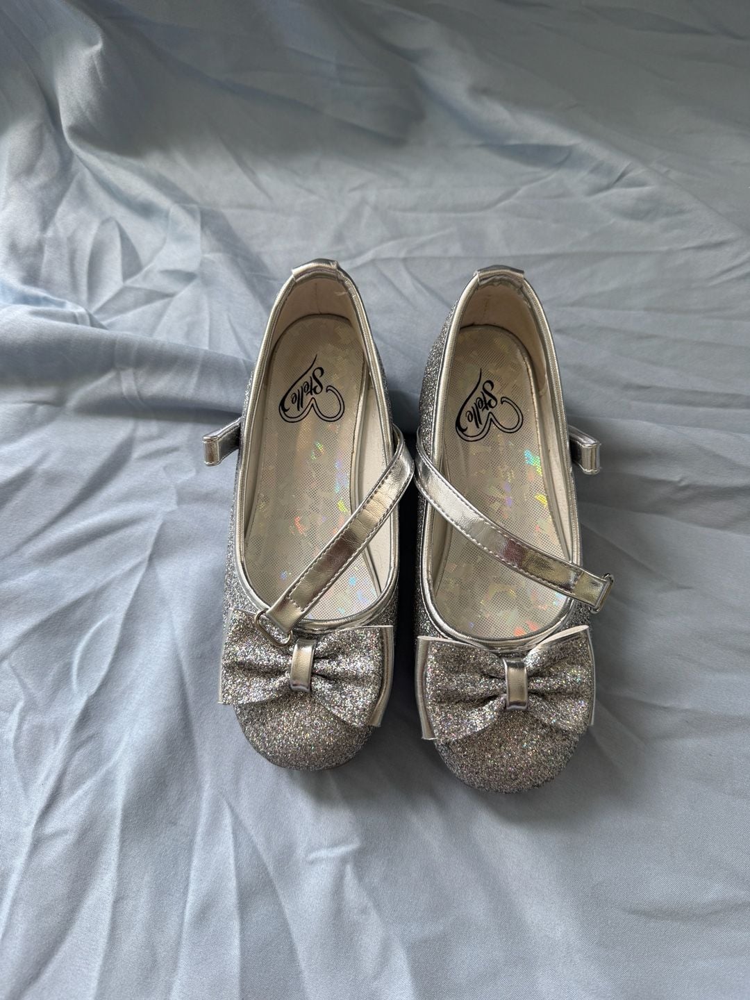 Stelle Girls Silver Glitter Mary Jane Dress Shoes with Bow 3