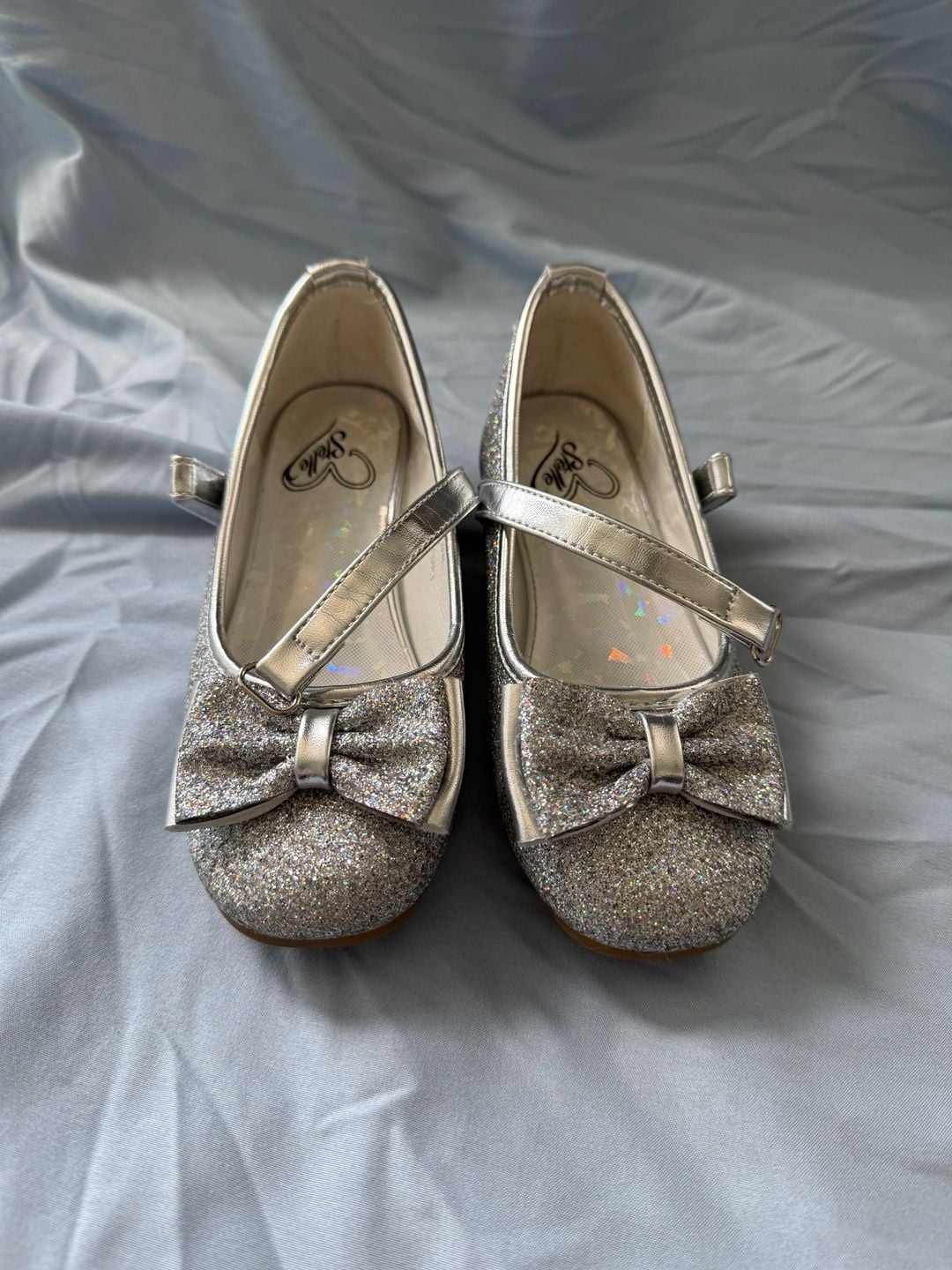 Stelle Girls Silver Glitter Mary Jane Dress Shoes with Bow 4