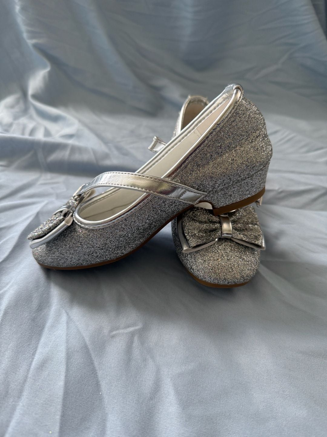Stelle Girls Silver Glitter Mary Jane Dress Shoes with Bow 5