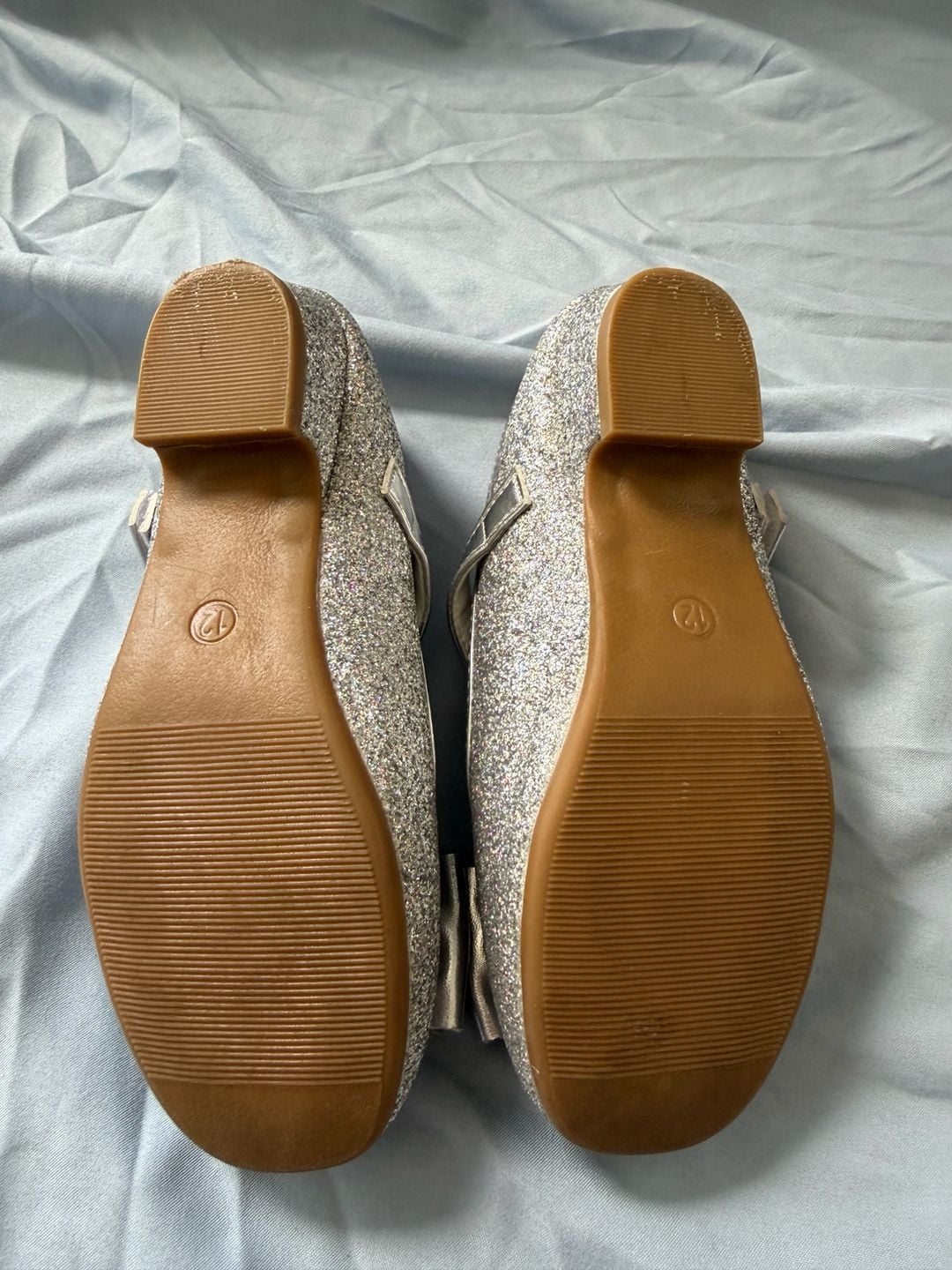 Stelle Girls Silver Glitter Mary Jane Dress Shoes with Bow 6
