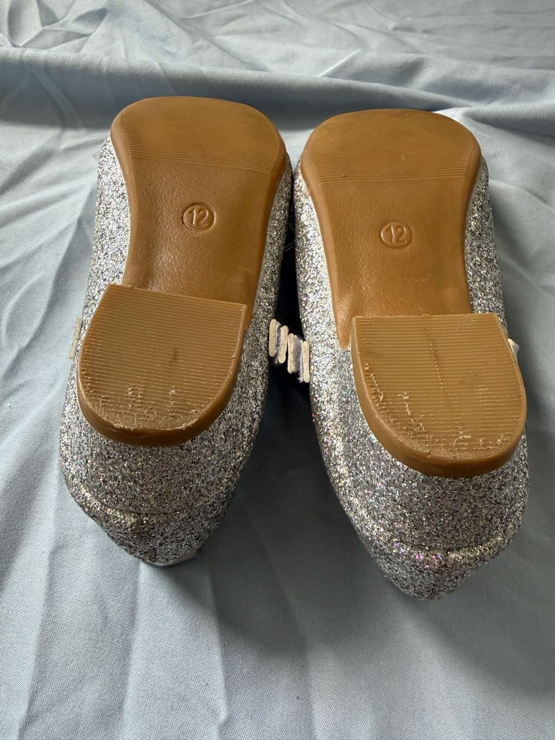 Stelle Girls Silver Glitter Mary Jane Dress Shoes with Bow 7