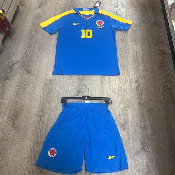 Reebok Colombia 1998 World Cup Away Jersey and Shorts Set #10