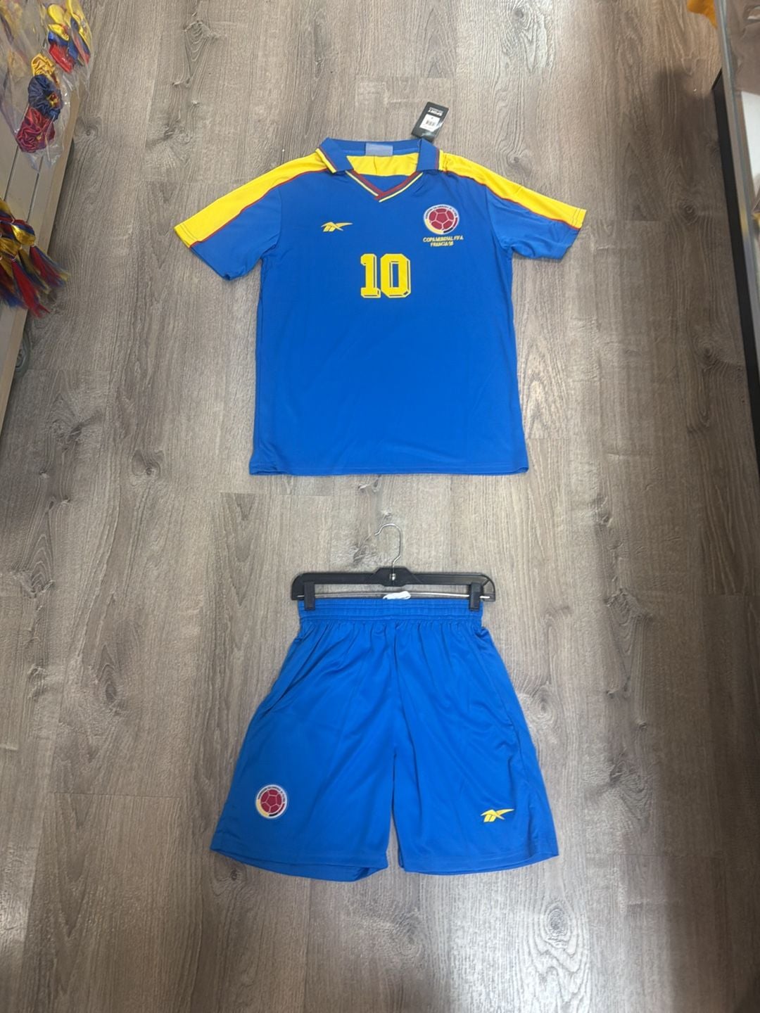 Reebok Colombia 1998 World Cup Away Jersey and Shorts Set #10 2