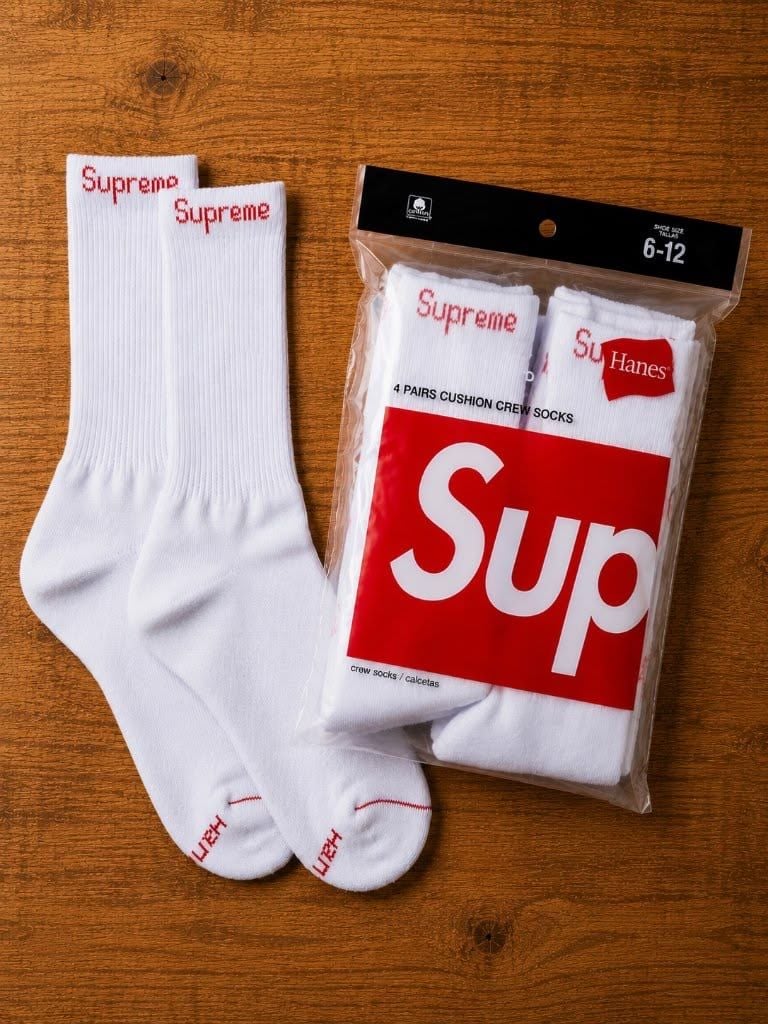 Supreme x Hanes Cushion Crew Socks (4 Pack) 1