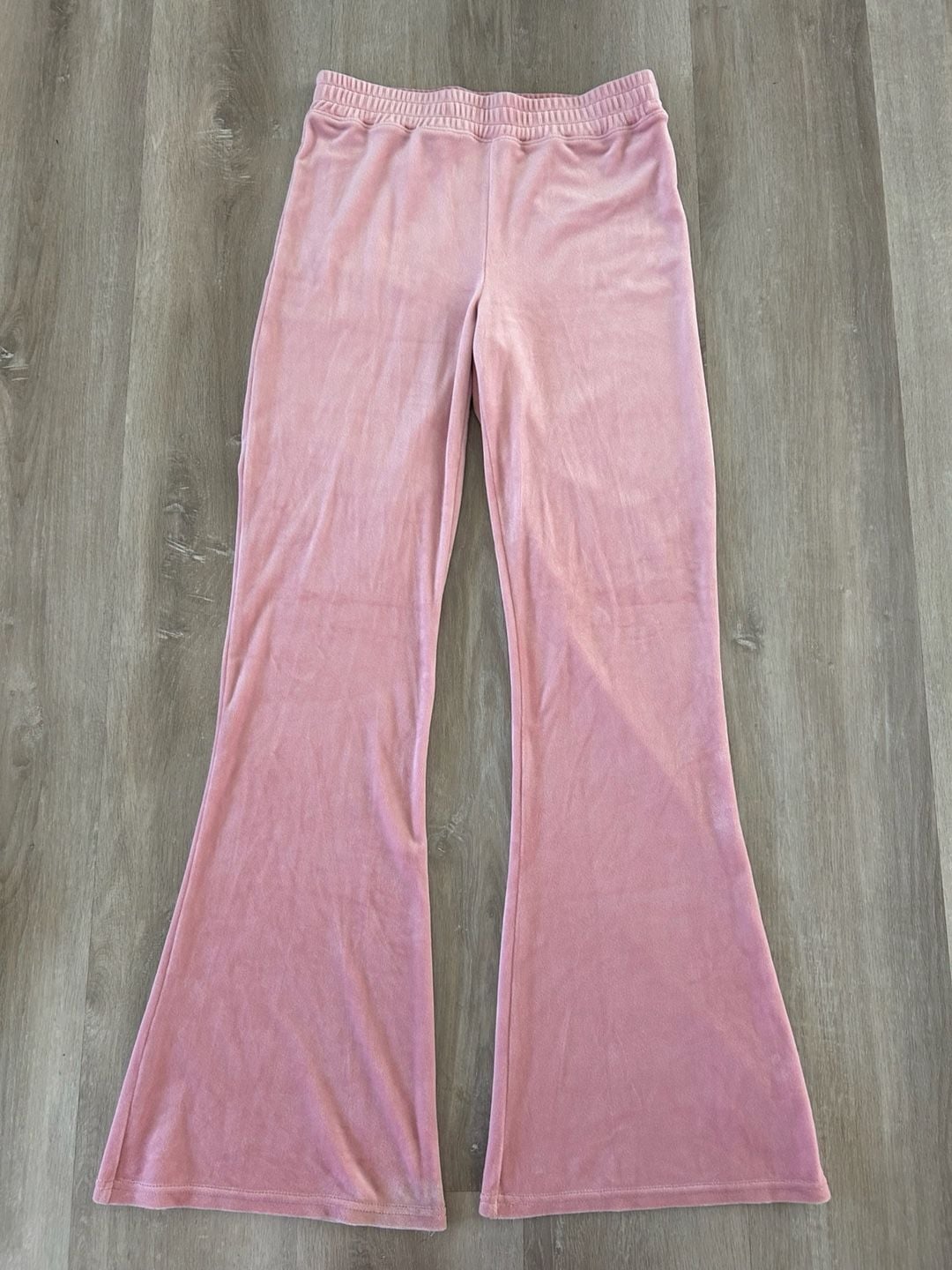 Hollister Ultra High-Rise Pink Velour Flare Pants 2