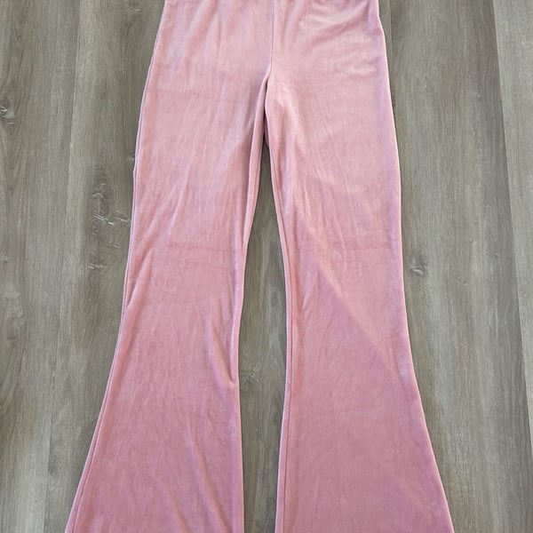 Hollister Ultra High-Rise Pink Velour Flare Pants