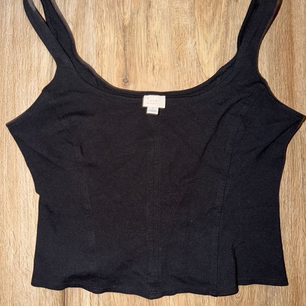 A New Day Black Sleeveless Square Neck Tank Top