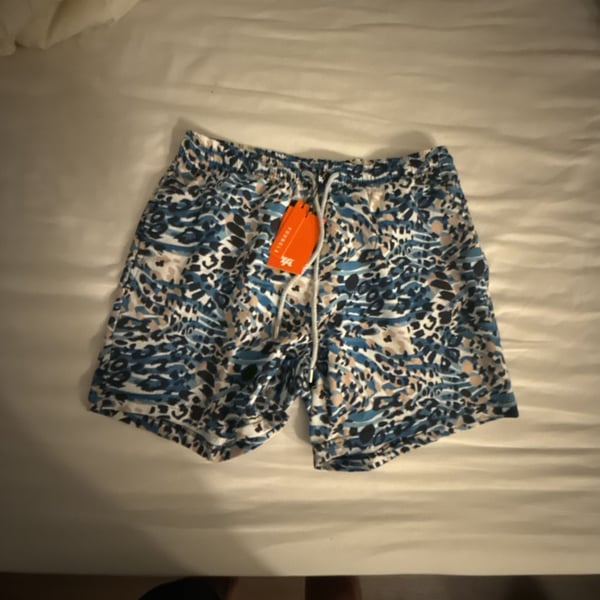 YoungLA 1003 Mosaic Swim Shorts in Blue Multi