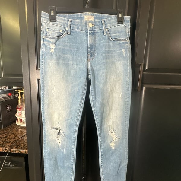 MOTHER The Looker Crop Undone Hem Distressed Skinny Jeans#732