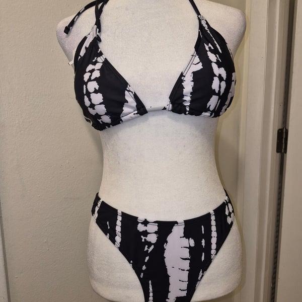 Swim Vcay Tie-Dye Halter Bikini Set with Matching Mesh Cover-Up Maxi Skirt