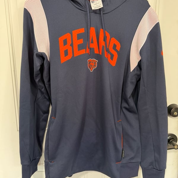 Chicago Bears Nike Men's Navy Sideline Performance Therma-Fit Pullover Hoodie