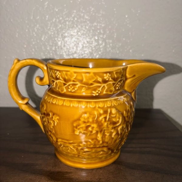 T.G. Green Ltd England Embossed Ceramic Pitcher with Hunting Scene and Hound Handle