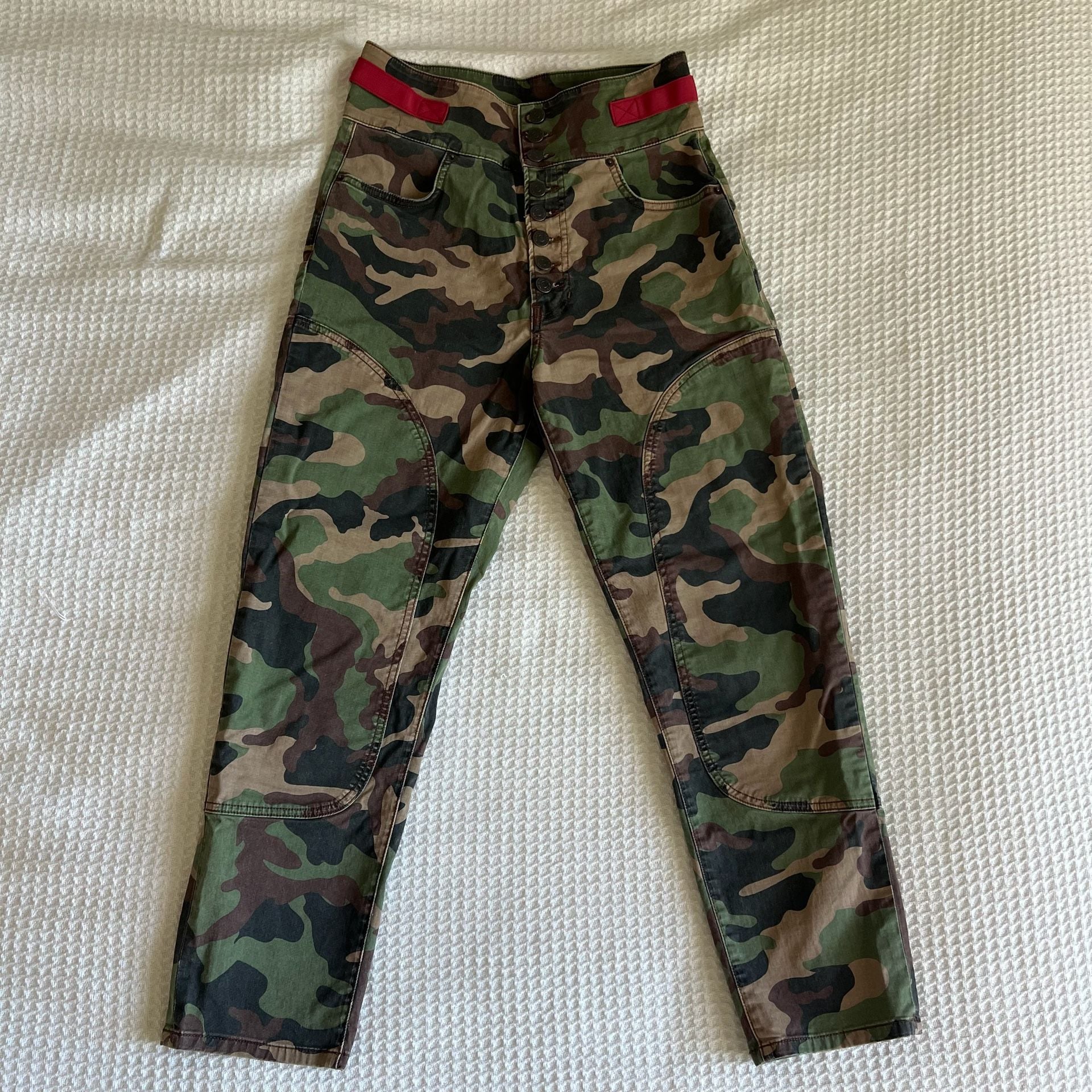 Veronica Beard Jeans Kane High-Rise Camo Utility Pants with Button Fly 5