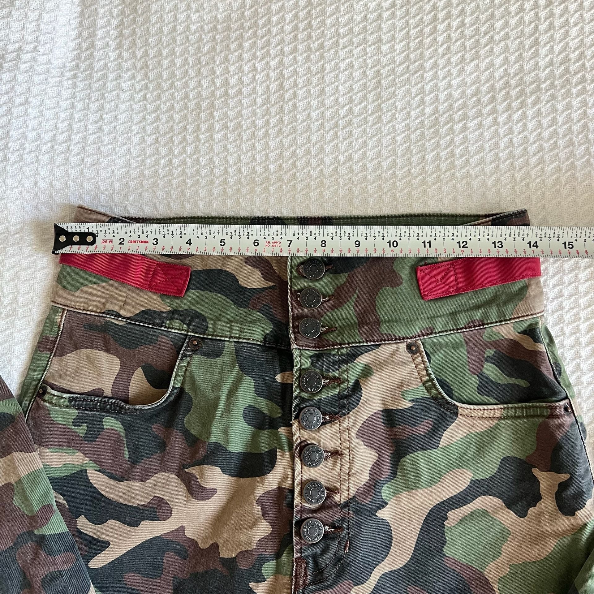 Veronica Beard Jeans Kane High-Rise Camo Utility Pants with Button Fly 6