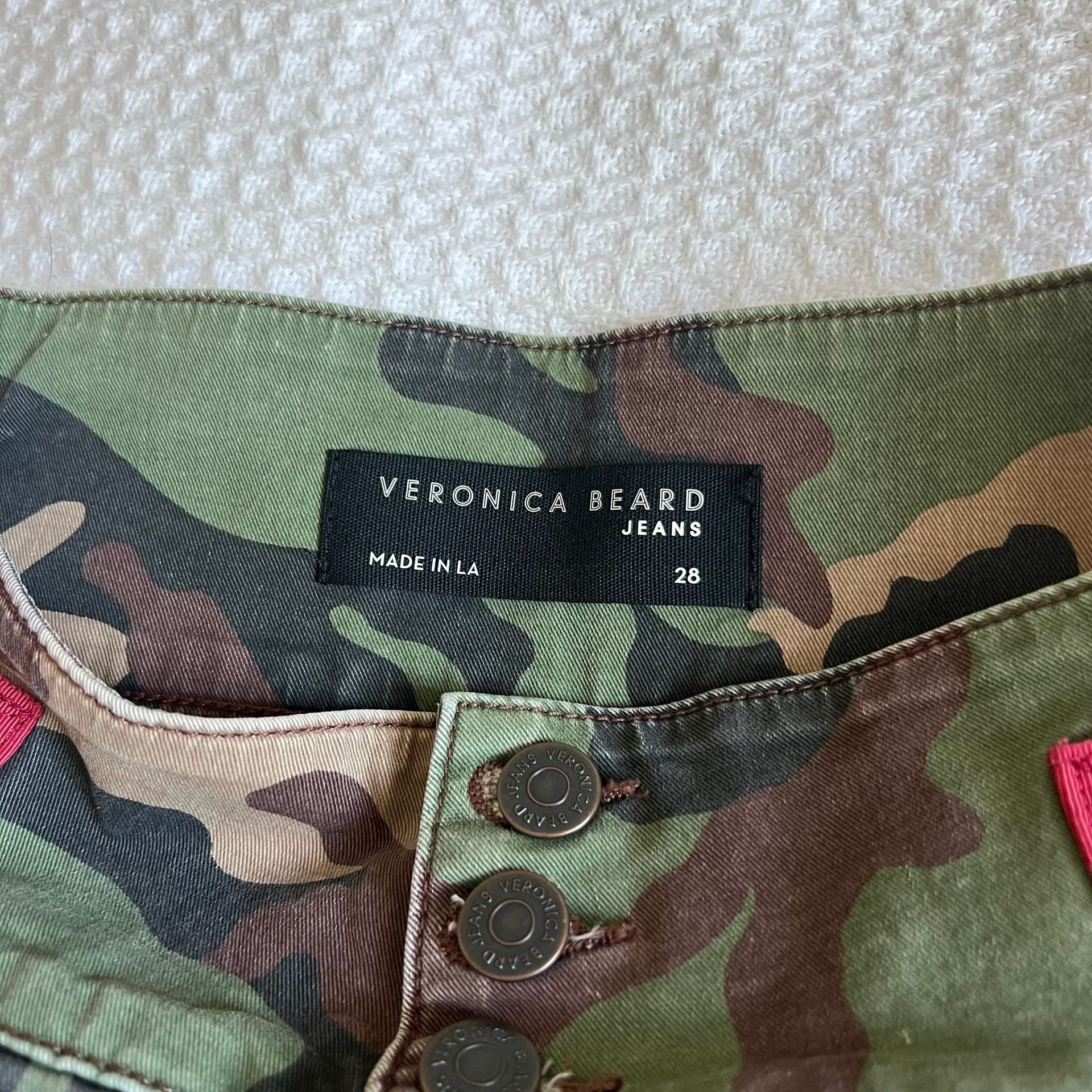 Veronica Beard Jeans Kane High-Rise Camo Utility Pants with Button Fly 8