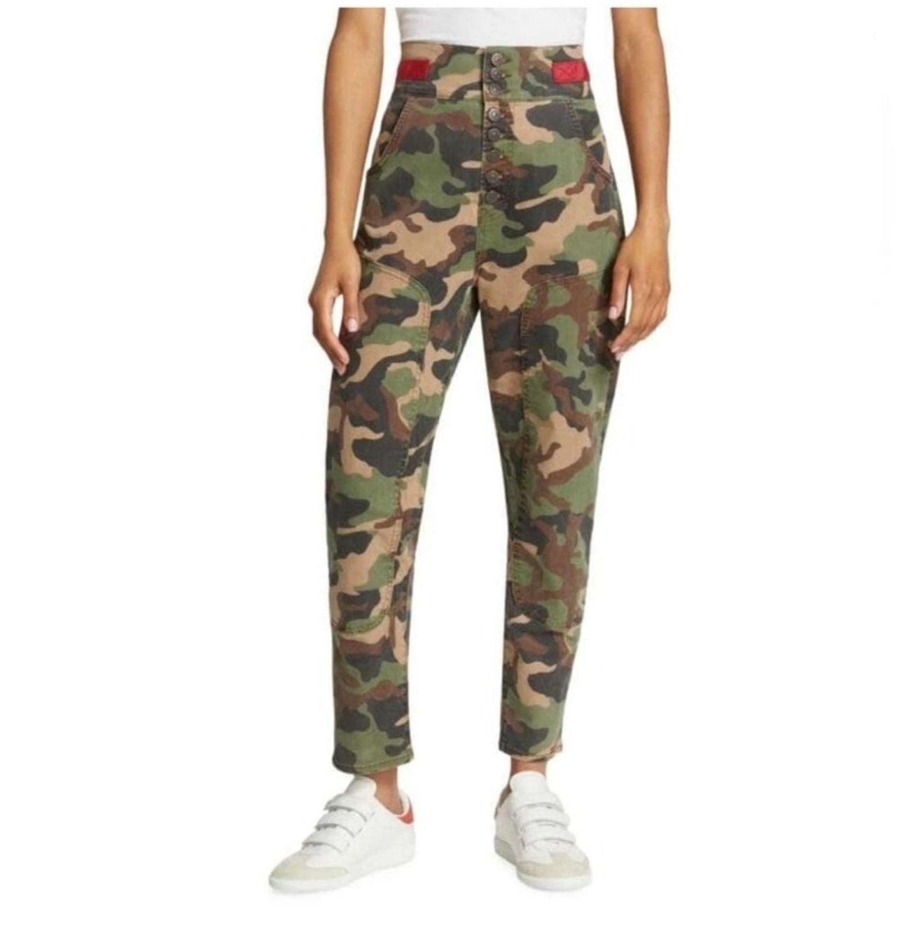 Veronica Beard Jeans Kane High-Rise Camo Utility Pants with Button Fly 2