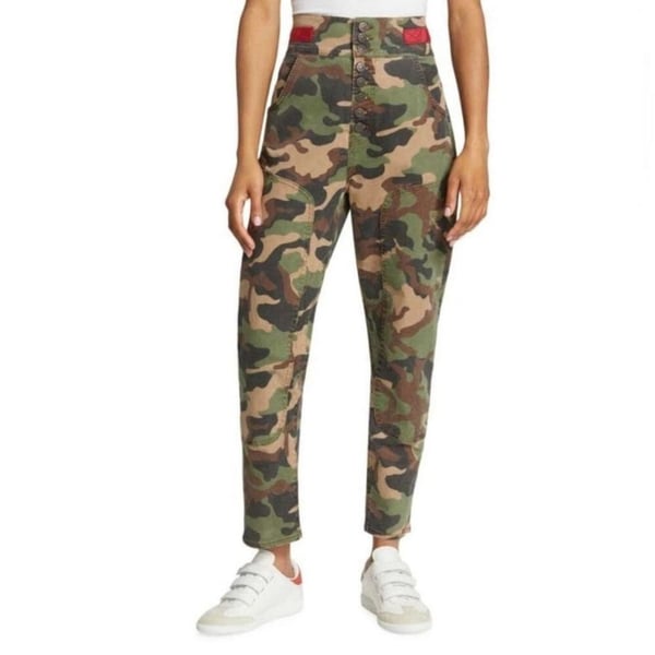 Veronica Beard Jeans Kane High-Rise Camo Utility Pants with Button Fly