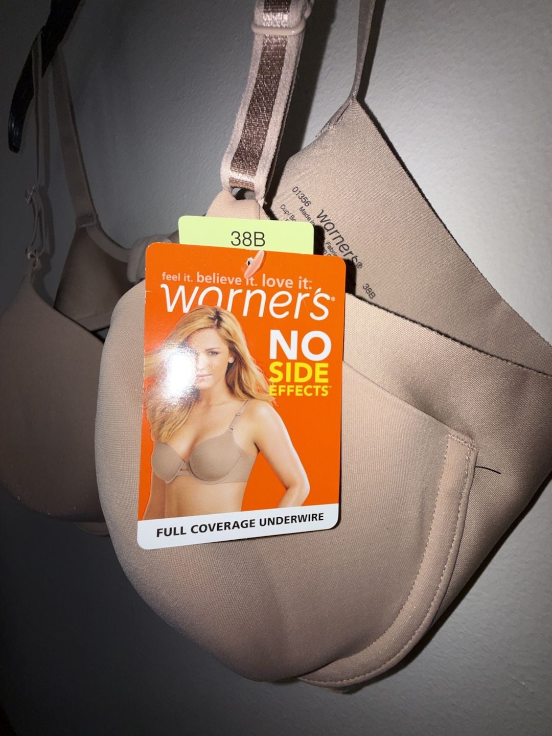 Warner's No Side Effects Underwire Bra Style 1356, Beige, 38B 2