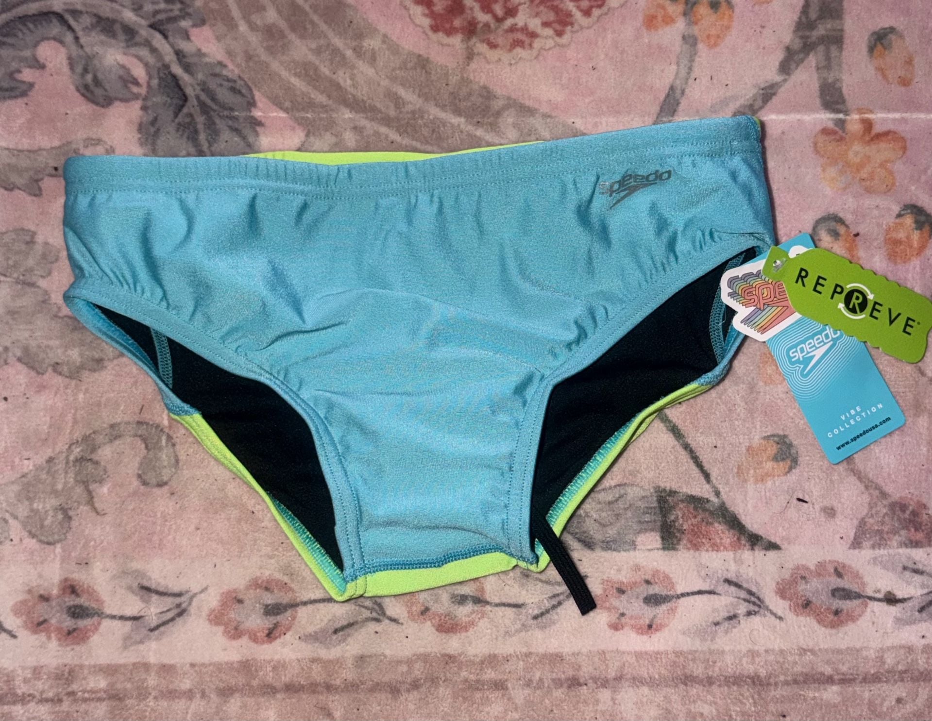 NWT Speedo swim briefs Vibe Collection Turquoise/Green Gecko Eco Endurance size 30 1