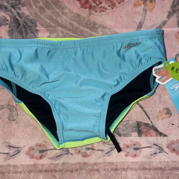 NWT Speedo swim briefs Vibe Collection Turquoise/Green Gecko Eco Endurance size 30