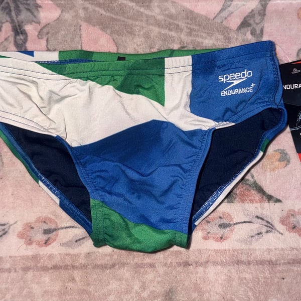 NWT Speedo Endurance+ Geometric Colorblock Men's Swim Brief size 30