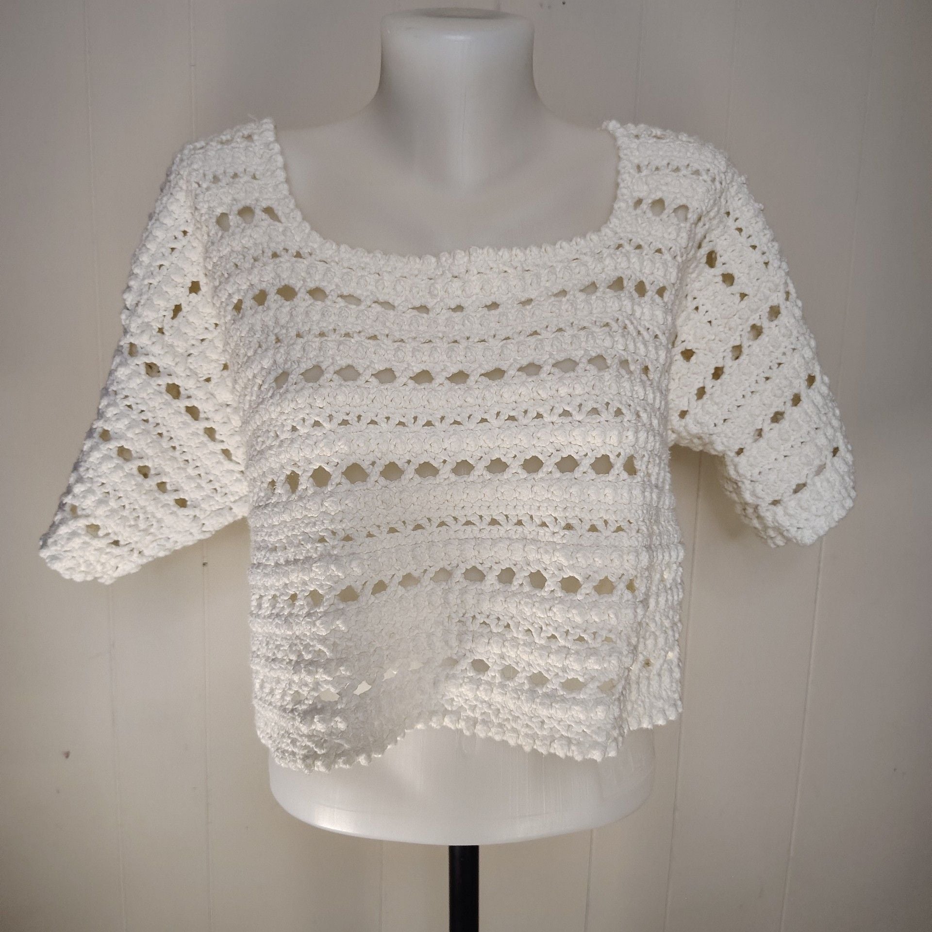 Handmade Cottagecore Boho Coastal cropped sweater 2