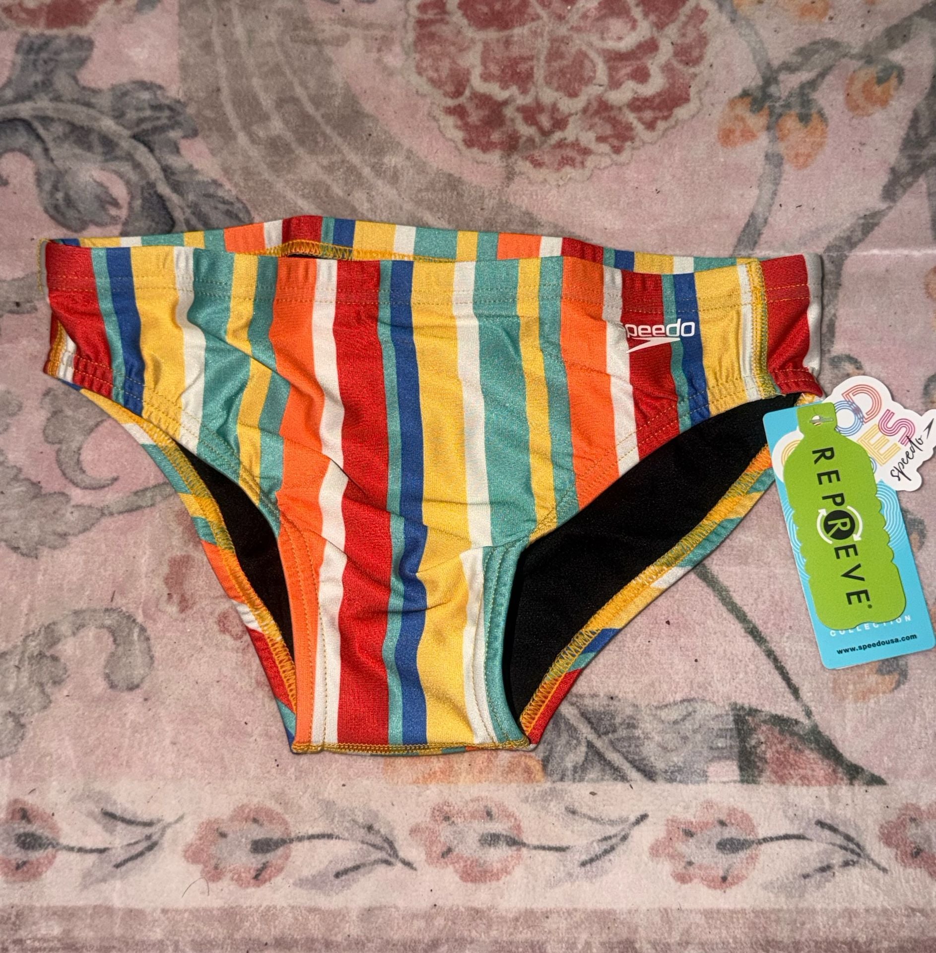 Speedo Vibe Collection Brief Endurance Swim Suit Clean Stripe NWT Size 30 2