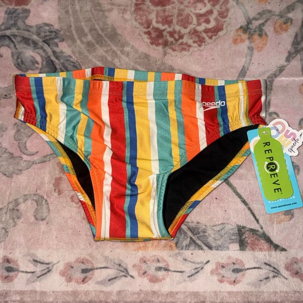 Speedo Vibe Collection Brief Endurance Swim Suit Clean Stripe NWT Size 30