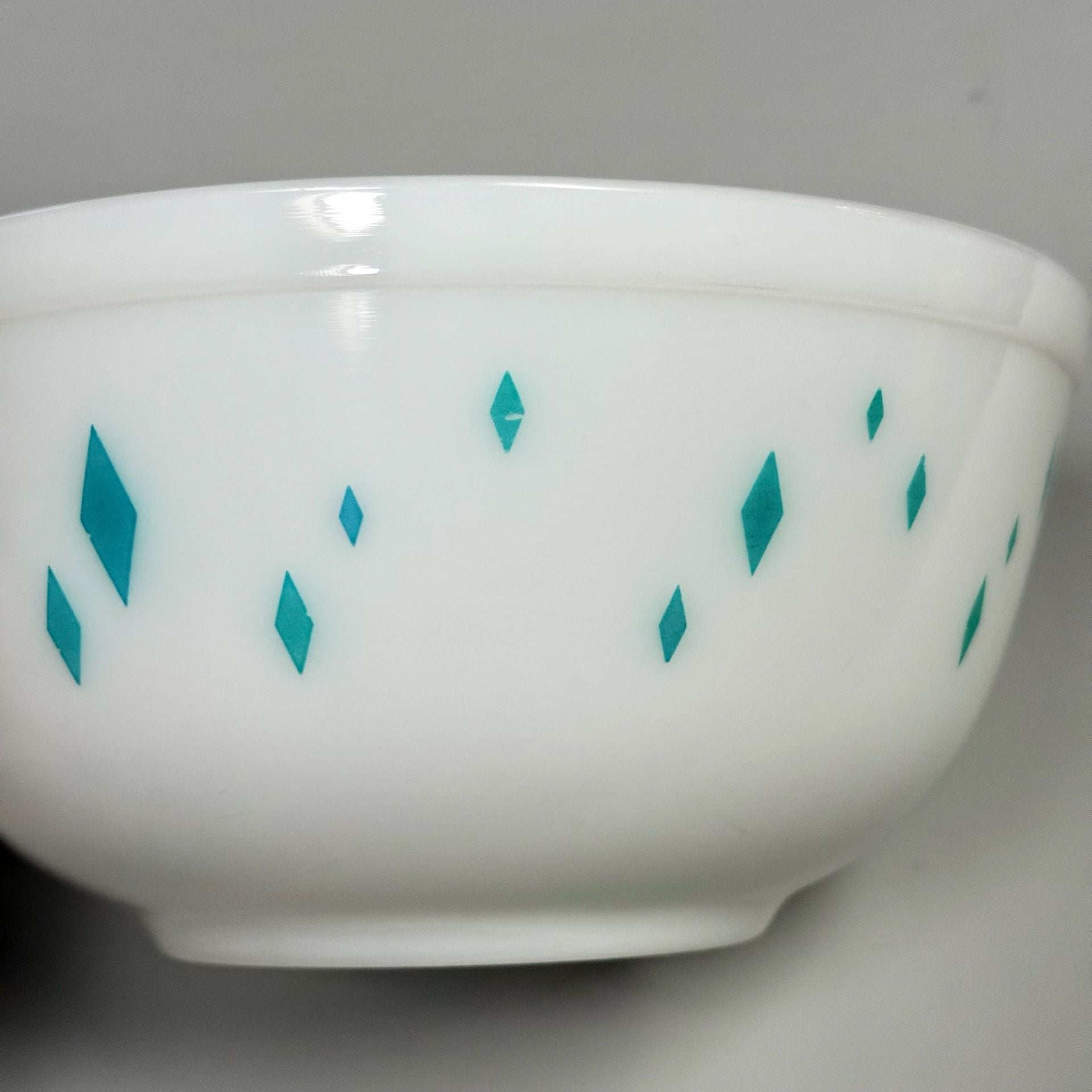 Rare Vtg 1950s Pyrex Dainty Maid Turquoise Diamonds Promo Bowl #403 2.5qt HTF 7