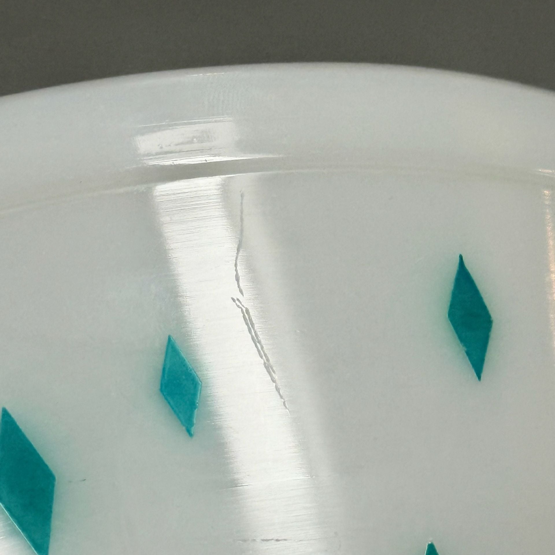 Rare Vtg 1950s Pyrex Dainty Maid Turquoise Diamonds Promo Bowl #403 2.5qt HTF 8