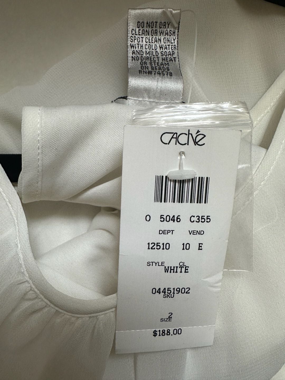 Vintage Cache Women's White Chiffon Blouson Sequin Cocktail Sheath Dress NWT 6