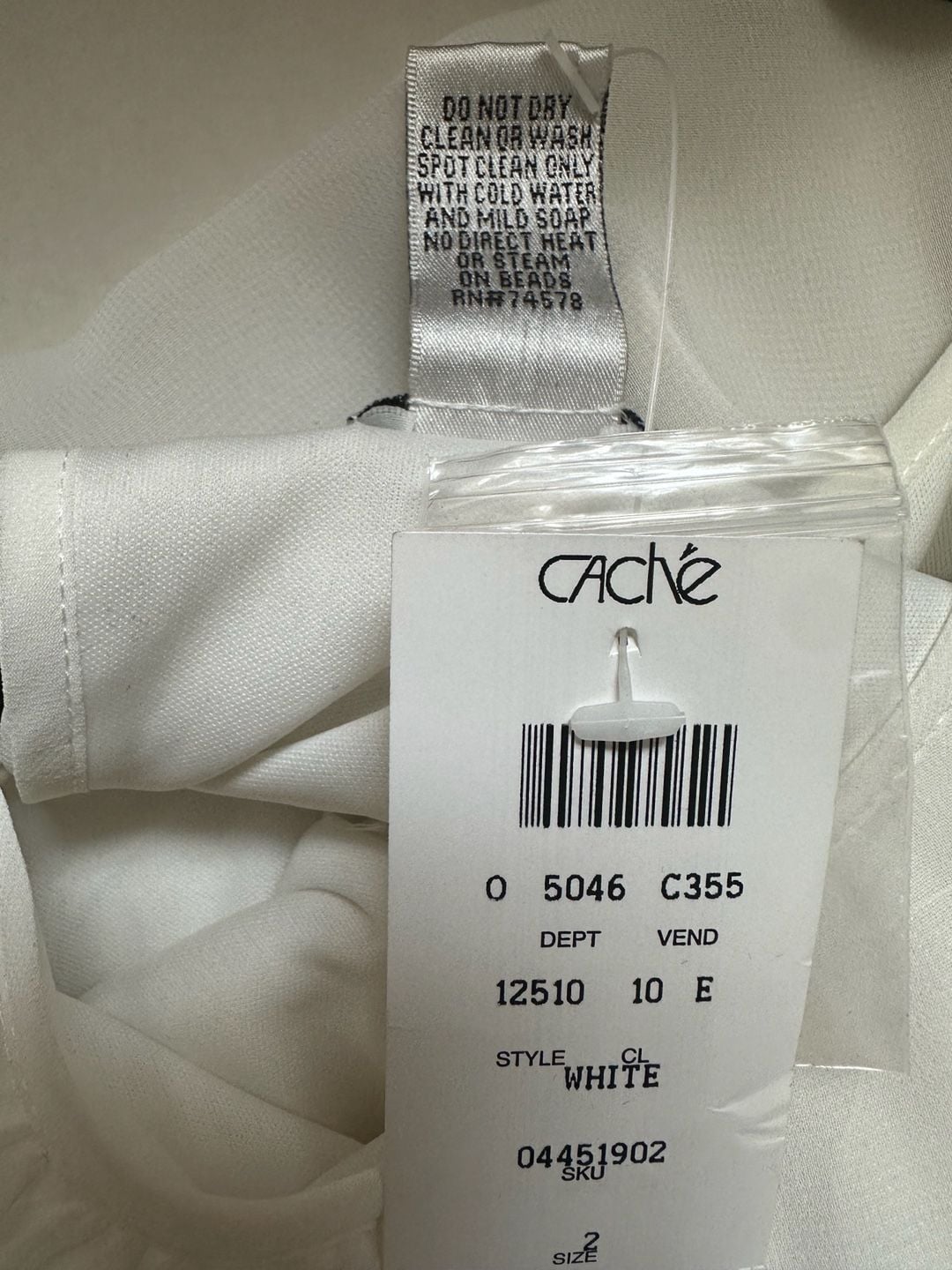 Vintage Cache Women's White Chiffon Blouson Sequin Cocktail Sheath Dress NWT 7