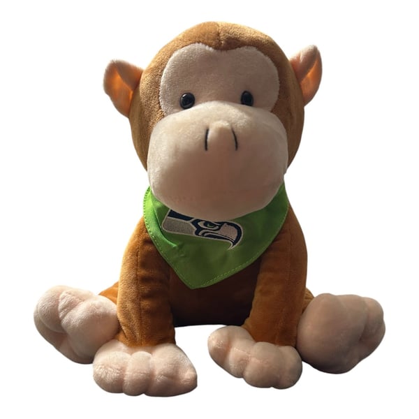 Seattle Seahawks NFL Plush Monkey Stuffed Animal with Green Bandana