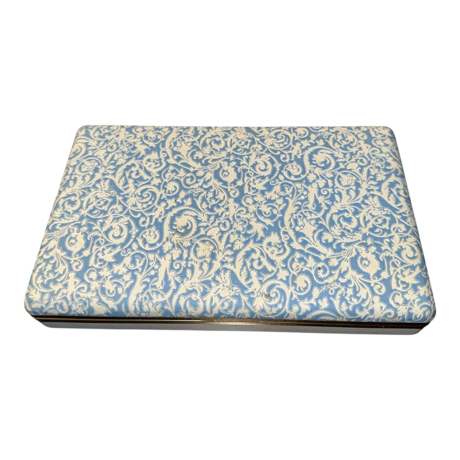 Vintage Mele Blue and White Floral Pattern Jewelry Organizer Box 1