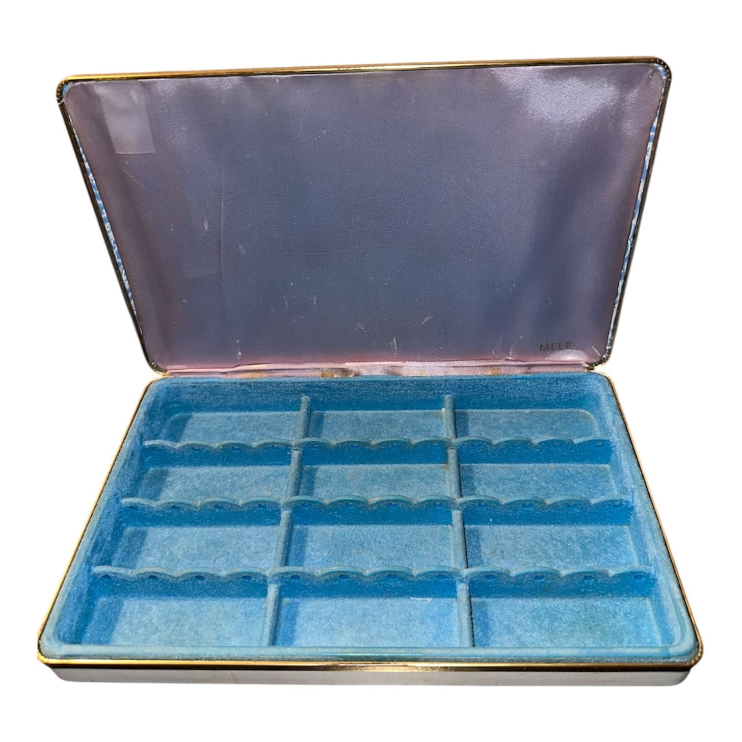 Vintage Mele Blue and White Floral Pattern Jewelry Organizer Box 2