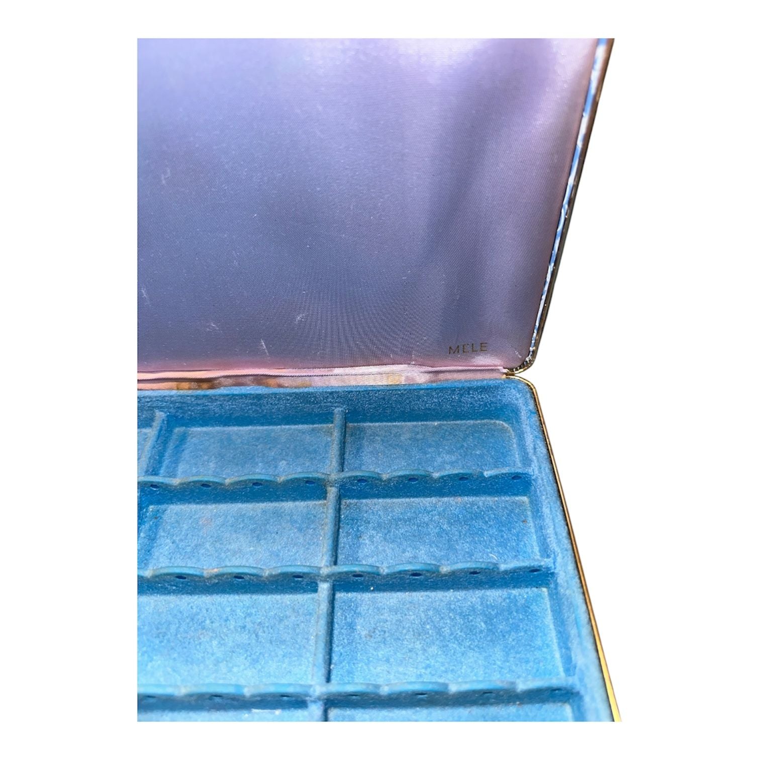 Vintage Mele Blue and White Floral Pattern Jewelry Organizer Box 3