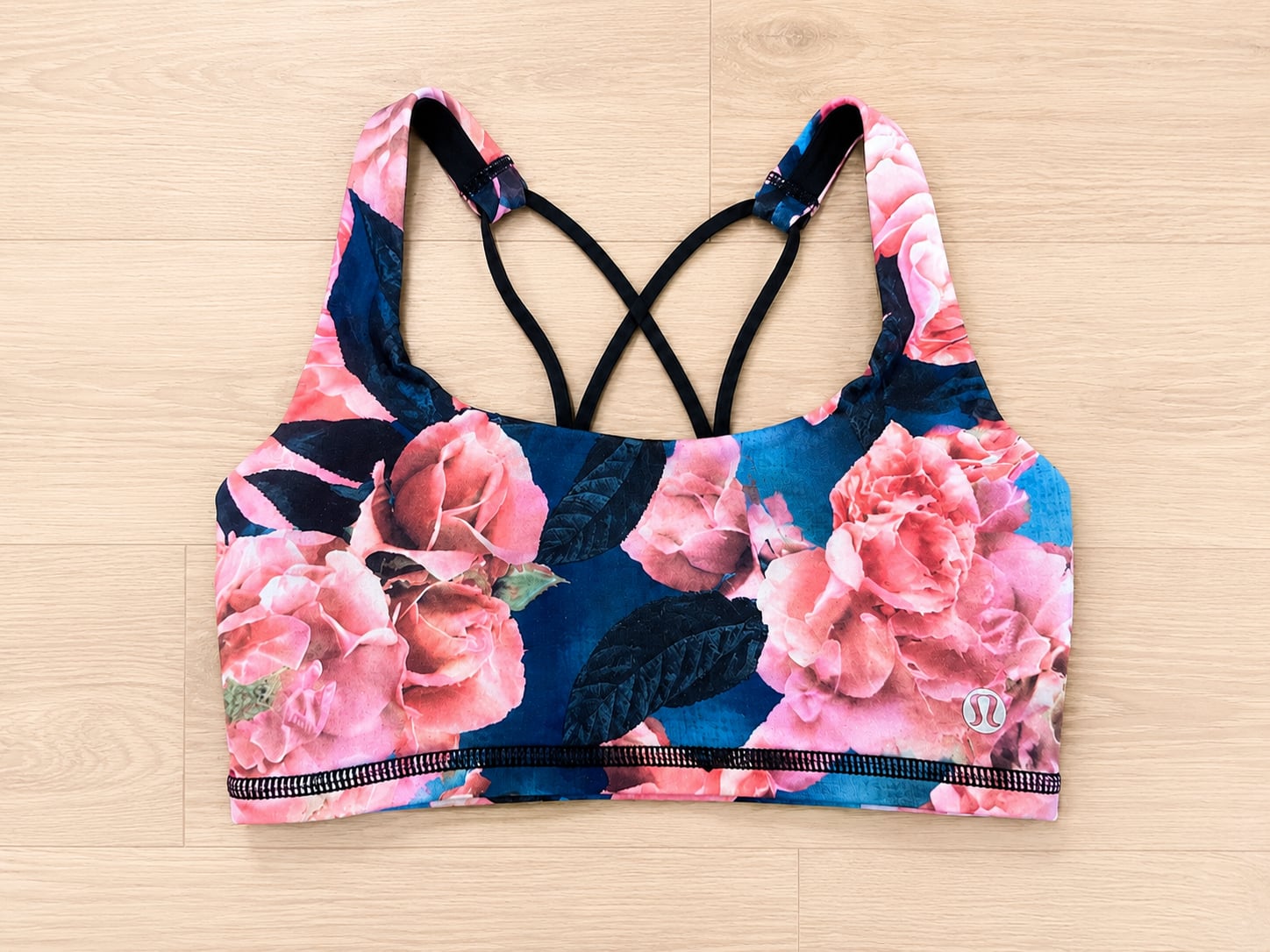 Lululemon Women's Floral Print Criss-Cross Strappy Sports Bra 1