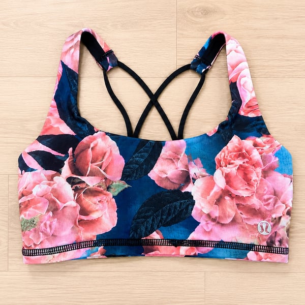 Lululemon Women's Floral Print Criss-Cross Strappy Sports Bra