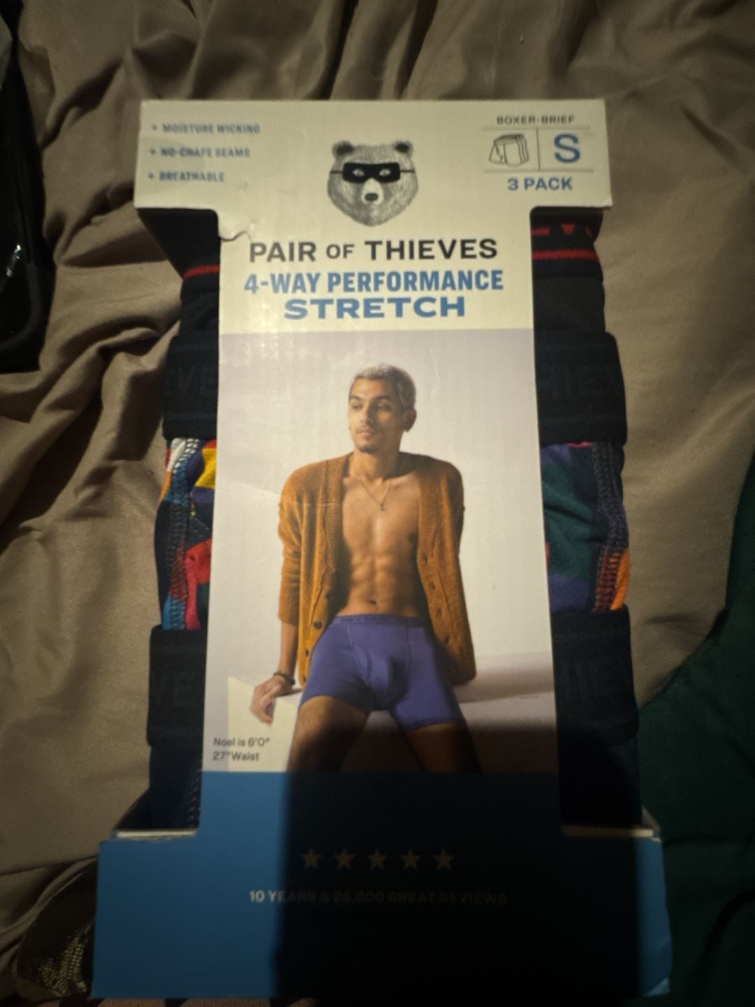 Pair of Thieves 3-Pack Men's 4-Way Performance Stretch Boxer Briefs Size Small 1