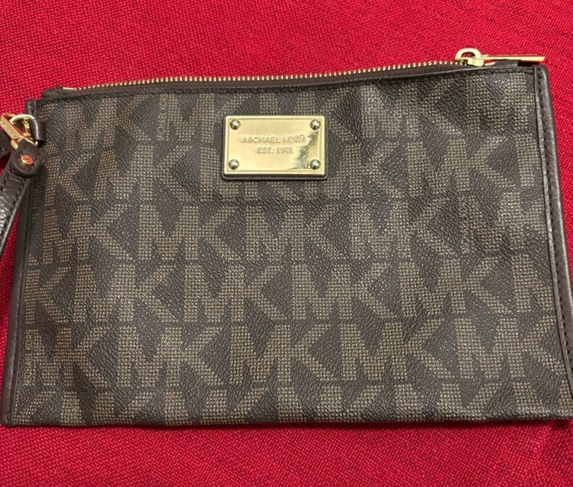 Michael Kors Signature MK Monogram Logo Flat Clutch Wristlet 2