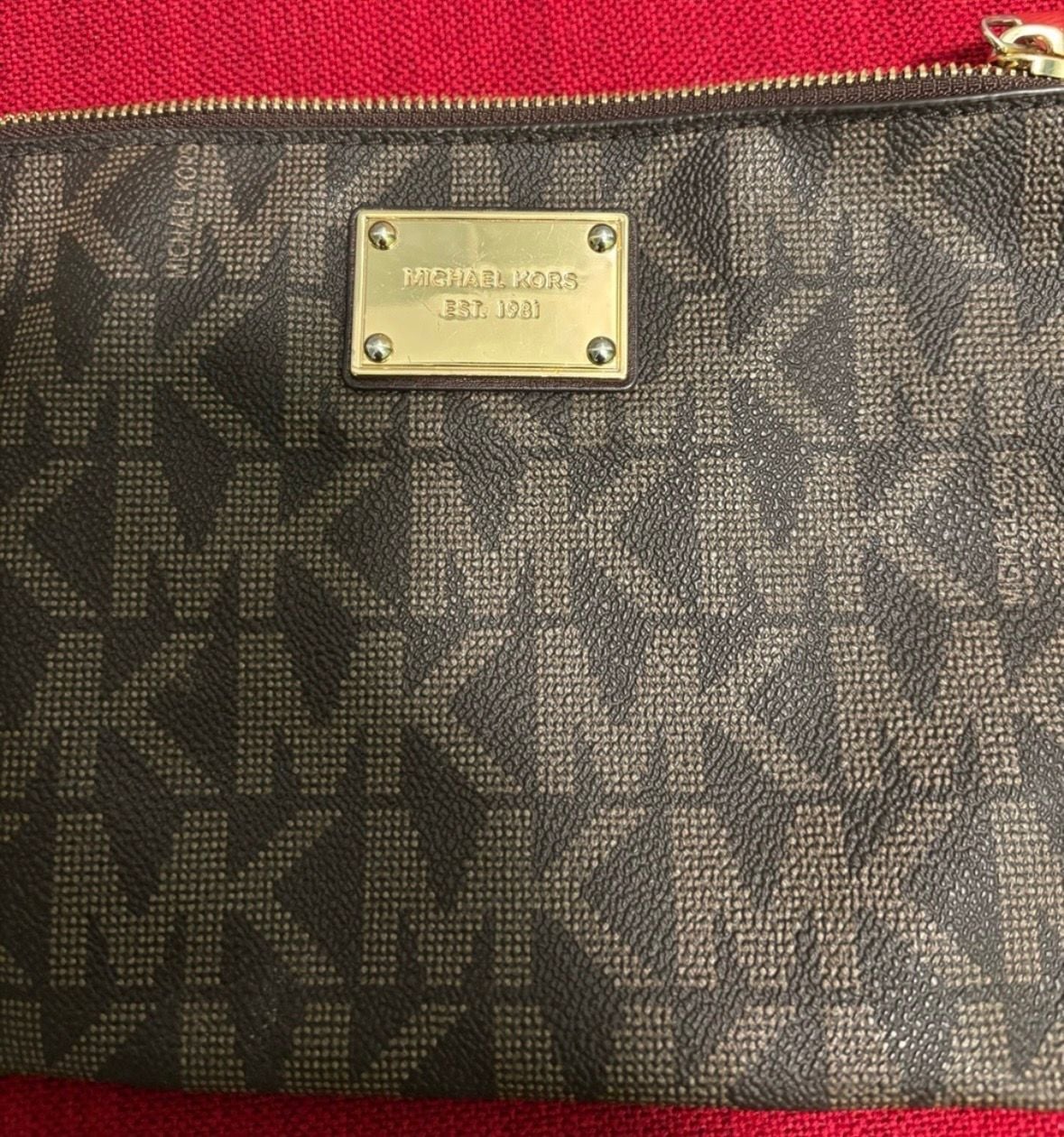 Michael Kors Signature MK Monogram Logo Flat Clutch Wristlet 3